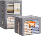Lifewit 3 Pack Clothes Storage Bins with Metal Frame, Stackable Storage Box by Lifewit