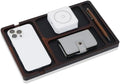 MultiBey Acacia Wood Valet Tray with Leather Inlay, Desk Organizer Tray by MultiBey