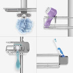 simplehuman X-Large Adjustable Hanging Shower Caddy, Handheld Showerhead Compatible, Family-Size Bathroom Organizer with 12-Inch Extended Neck, Adjustable Shelves, Rust-Proof Stainless Steel - Image 7