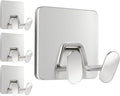 Adhesive Shower Hooks for Inside - Extra Sticky Razor Holder, Silver 4 Pack by susswiff