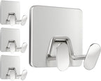 Adhesive Shower Hooks for Inside - Extra Sticky Razor Holder, Silver 4 Pack by susswiff
