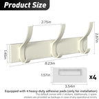 White 3-Hook Wall Coat Rack – Modern Metal Hanging Track, No-Drill Adhesive Mount, Space-Saving Entryway Organizer for Jackets, Hats & Bags, Perfect for Bathroom, Bedroom, Hallway (2-Pack) - Image 2