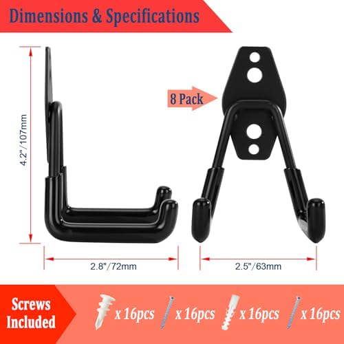 8 Pack Garage Hooks Heavy Duty, Garage Tool Organizer Wall Mount - Image 3