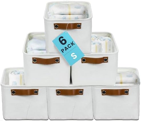 OrganiHaus 12x8in Canvas Storage Baskets, 6 Pack - Fabric Bins for Shelves by OrganiHaus