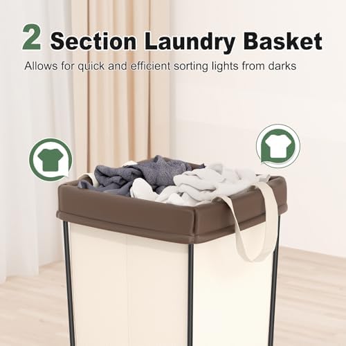 2PK Rolling Laundry Basket with Wheels, Rolling Laundry Hamper with Wheels - Image 4