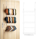 HapiRm Over Door Hat Rack - 3 Tier Wall Mounted Hat Organizer with 16 Hooks and 10 Movable Clips, Baseball Cap Organizer Storage Holds up to 26 Caps for Door, Bedroom, Closet USPTO Patent Pending by HapiRm