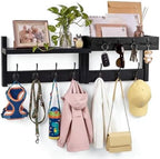 29" Wall Coat Rack with Shelf & Mail Organizer, Entryway Black by LIONUNCLE