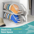 AOODA 2PCS Stackable Hat Storage for Baseball Caps, Clear Hat Organizer for Closet Holds up to 24 Caps, Men‘s Hat Box Display with Cardboard (Grey) - Image 2
