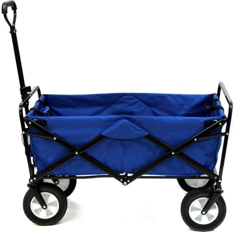 Mac Sports Heavy Duty Steel Frame Collapsible Folding 150 Pound Capacity Outdoor Camping Garden Utility Wagon Yard Cart, Blue by MacSports
