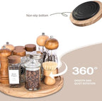 Wood Lazy Susan Turntable Kitchen Decor Round Table Tray, 10" Brown - Image 4