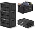 CleverMade Collapsible Storage Bins, 62L 3 Pack, 100 lb Stackable, Obsidian by CleverMade