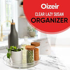 Oizeir Lazy Susan Organizer for Cabinet, 9 Inch Clear Acrylic Turntable – Rotating Spice Rack, Pantry, Fridge & Countertop Organizer, Smooth Spinning, Space-Saving Kitchen Storage (2 Pack) - Image 2