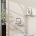 Danpoo 8 inch White Small Floating Shelves for Wall Organizer & Storage, Mini Display Shelves, Metal Wall Shelves for Bathroom, Living Room, Kitchen, Bedroom(2-Pack) - Image 2