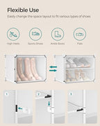 SONGMICS Shoe Rack, 12-Tier with Doors, 48-Pair Storage Cabinet | Shoe Organizer, Steel Frame, Plastic Panel, Bedroom, Entryway, Cloud White and Transparent, DAMION Collection ULPC040W01 - Image 6