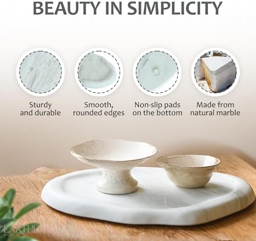 Natural Marble Trinket Tray – 9"x6" Cloud Shaped Decorative Dish for Jewelry, Keys, Perfume, Cosmetics, Vanity, Bathroom, Candle, Kitchen & Countertop | Stone Catchall or Gift (Rainy White) - Image 3