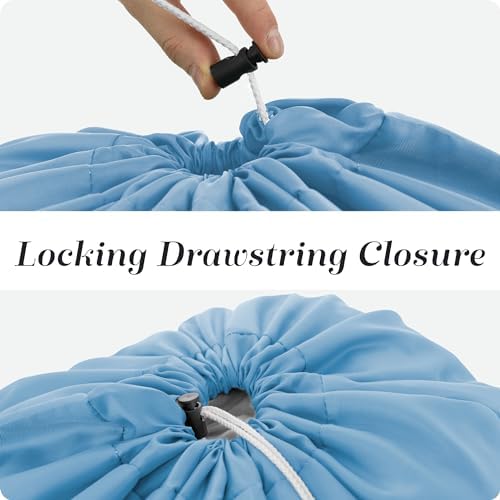 Nylon XL Laundry Bag - Locking Drawstring Closure, Machine Washable, These Large Bags Will Fit a Laundry Basket and Strong Enough to Carry up to Two Loads of Clothes (Light Blue | 22" x 32") - Image 6