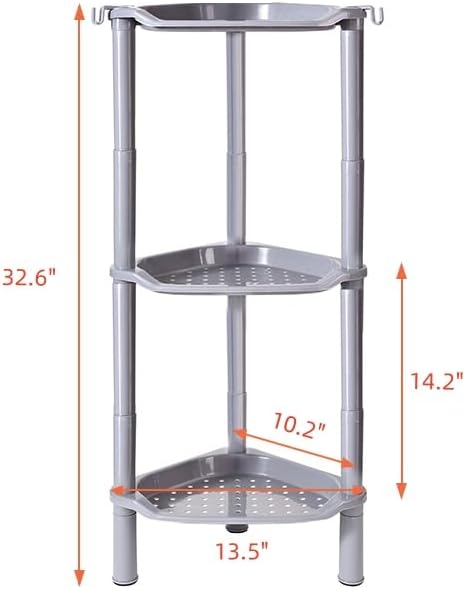 3 Tier Shower Caddy Corner,Plastic Shower Shelf Organizer for Inside Bathroom, Bathtub, Shower Pan, 13.5 x 10 x 26 Inches,Grey(Round Slot Grey 3 Tier) - Image 3