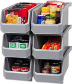 ReadySpace Large Stackable Plastic Storage Bins, 6-Pack, Grey by Akro-Mils