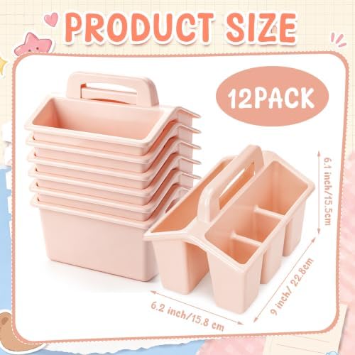 WILLBOND 12 Pcs Classroom Storage Caddies Stackable Utility Caddy, Pink - Image 3