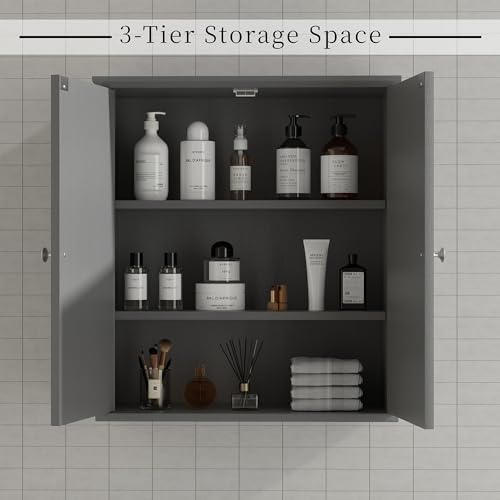 Shintenchi Bathroom Wall Medicine Cabinet, Over The Toilet Storage, Gray - Image 7