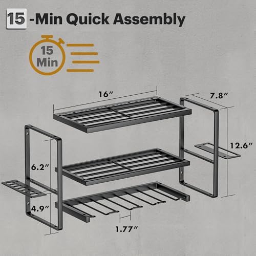 Metal Power Tool Organizer Wall Mount with Charging Station Shelf - Image 3