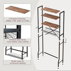 Over The Toilet Storage Rack, 4-Tier Bathroom Organizers and Storage with Adjustable Shelf, Freestanding Above Toilet Shelves for Bathroom & Laundry, Space Saver, Brown - Image 5