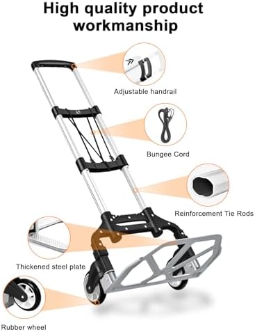 Folding Hand Truck, Dolly Cart with Wheels Foldable, Luggage Cart - Image 3