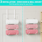 HapiRm Rolled Towel Racks for Bathroom - 3-Tier Over The Door & Wall Mounted Bathroom Towel Storage, Hanging Metal Organizer for Towels & Bath Sheets, Space Saving Rack for Bathroom, Camper, RV, White - Image 4