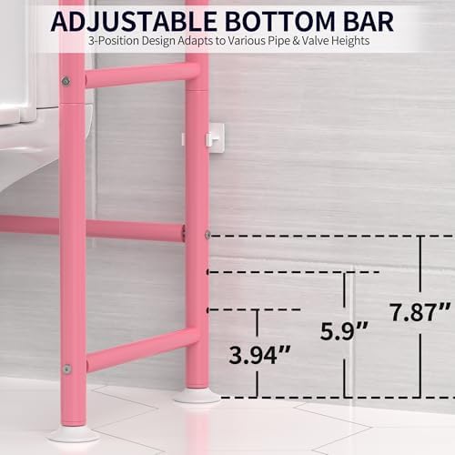3-Tier Over Toilet Storage, Anti-Tip, 64" H, Pink - Image 4