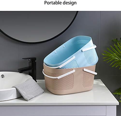 Portable Plastic Shower Caddy Basket Organizer with Handles, Khakis - Image 4