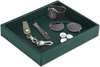 HofferRuffer Faux Leather Decorative Tray, Elegant Desktop Storage Organizer, Decorative Catchall Perfume Tray, Nightstand or Dresser Vanity Tray Organizer, 10.2 x 8.4 x 1.8 inches (Dark Green) - Image 2