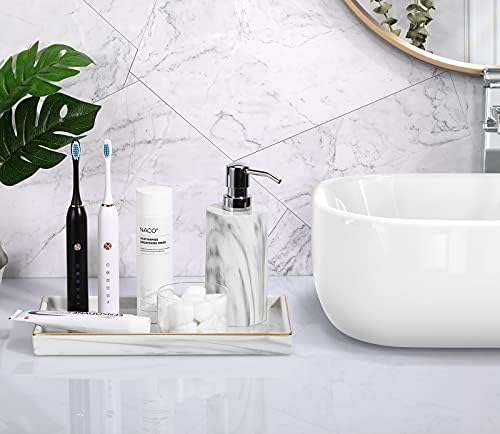 Luxspire Bathroom Vanity Tray Ceramic Jewelry Dish, M, Marble White - Image 5