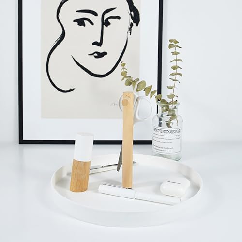 ibasenice Wooden Storage Tray with Handles, White Solid Wood Sundries Organizer for Desktop and Entryway, Small Decorative Catchall Plate for Home Décor and Everyday Use - Image 6