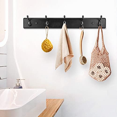 Badiano Heavy Duty Wooden Coat Rack, Wall-Mounted Organizer, 24 Inch, Black - Image 4