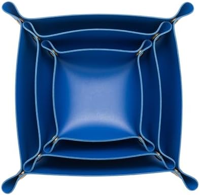 3 packs PU Leather Tray in 3 Sizes Jewelry Tray Glossy Leather Desk Organizer Leather Catchall Tray for Jewelry/Key/Coin/Sun Glasses/Watch/USB Cables etc. (Klein blue) by Tskijun