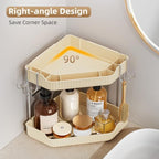 VITVITI 2 Tier Corner Bathroom Counter Organizer, Bathroom Countertop Organizer Storage for Sink, Plastic Makeup Organizer for Vanity Countertop Kitchen with Hooks, Cream White - Image 5