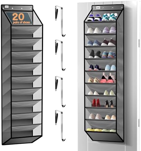 Kotkn 10 Tier Over The Door Organizer - Heavy Duty Hanging Storage Rack with Sturdy Oxford Fabric, Holds 20+ Pairs of Footwear, Boots & Sneakers, Saves 50% Closet Space (Gray) by Unknown