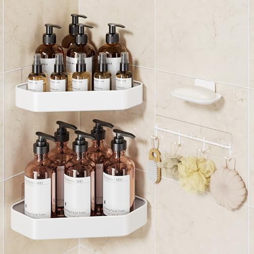 Veken Aluminum Corner Shower Caddy 4-Pack, Never Rust&Large Capacity, White by Veken