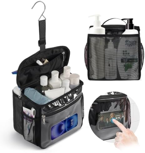 Bukere Shower Caddy Mesh Tote Bag, Portable College Dorm Room Essentials, Large Capacity Separate Compartment Quick Dry Mesh, Hanging Toiletry Organizer Bag for Student, Bathroom, Gym, Travel, Camping by Bukere