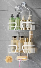 DAOYA White Shower Organizer Hanging - 2 Over The Shower Head Caddies + Soap Dish, Stainless Steel Rust-Free Bath Organizer by DAOYA