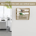EasyPAG 3 Pocket Mesh Wall File Organizer, Hanging Paper Folder Holder with Classify Label, Vertical Wall Mount Mail Organizer for Office Home Classroom, Gold - Image 4