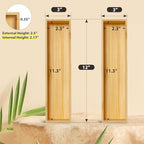 Kitchen Drawer Organizer Bins, Stackable Bamboo Deep Drawer Organizer for Silverware, Utensils, Cutlery, Flatware, Junk Drawer, Dresser, Bathroom, 12" x 3" x 2.5" (Set of 2) - Image 2