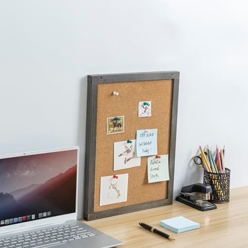 MyGift 3 Panel Gray Solid Wood Bulletin Board Set Chalkboard Cork Board - Image 4