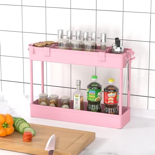 SPACELEAD Slim Storage Cart 4 Tier,Bathroom Organizer Rolling Utility,Mobile Shelving Unit Slide Out for Office, Kitchen, Laundry Room & Narrow Places,Pink - Image 6