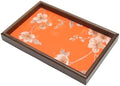 Wooden Valet Tray with Floral Base, Orange Vintage Blossoms by Unknown