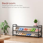 Bumusty 3 Tier Long Expandable Shoe Rack for Closet, Black - Image 6