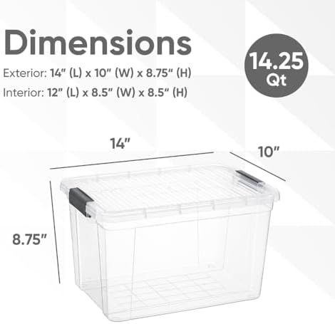 Superio 14.7 Quart Clear Plastic Storage Boxes with Lids, Stackable Organizer Containers, BPA-Free Storage Bins for Home, Office, School & Dorm, 3 Pack - Image 2