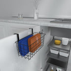 MaraFansie Hanging Kitchen Baskets Wire Storage Basket Over the Cabinet Door Organizer, No Drilling Adhesive Basket for Cabinet Pantry Organization and Kitchen, Bathroom, Storage Black, 2 Pack(New) - Image 2