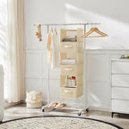 MAX Houser 6 Tier Shelf Hanging Closet Organizer, Closet Hanging Shelf with 2 Sturdy Hooks for Storage, Foldable (Beige-D3) | foldable lightweight fabric space-saving design for Bedroom, Closet Hanging Shelf for Storage with Removable Drawers - Image 4