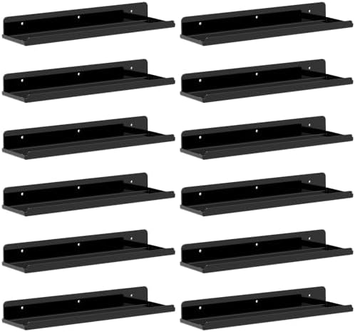 Lifewit Acrylic Floating Shelves for Wall 14" Black, 12 Pack by Lifewit